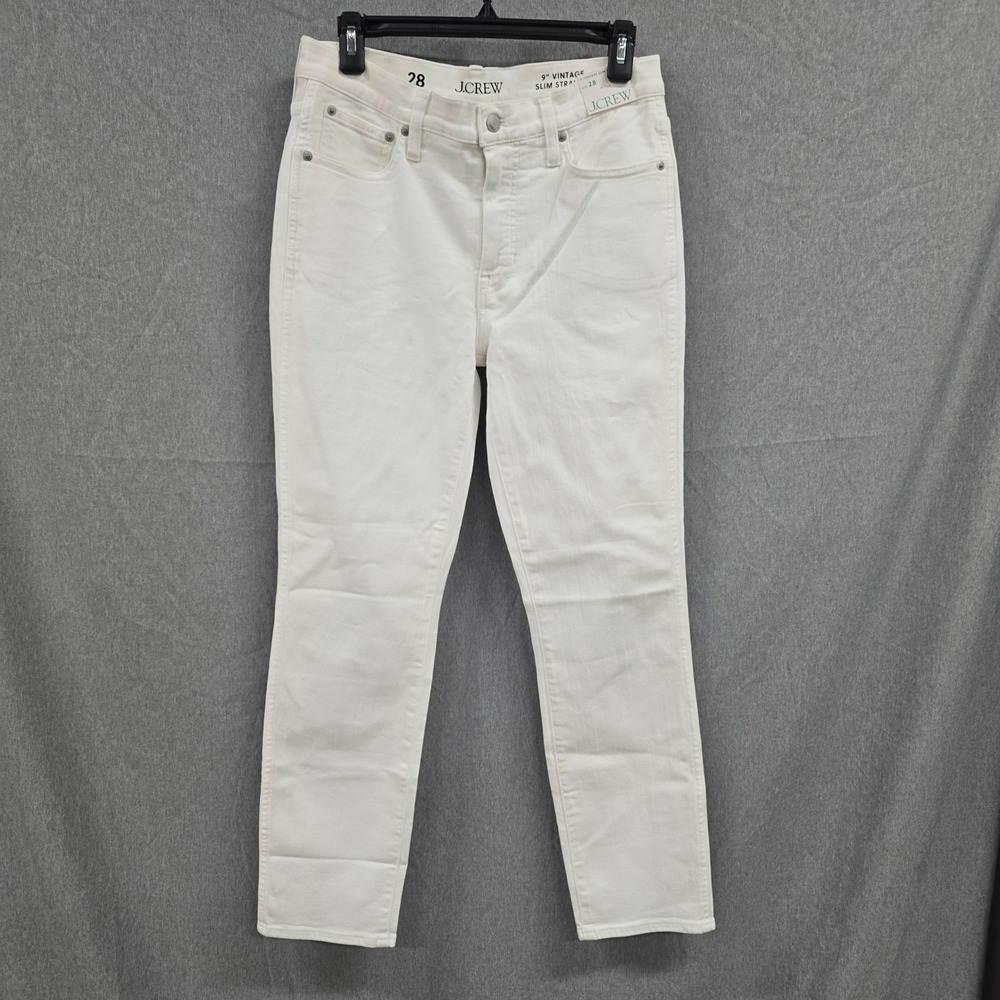 J.Crew 9" Vintage Slim Straight‎ Jeans White 28 NWT